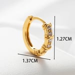 Gold color / 1 piece simple series copper  Gold color colorzircon women's hoop earrings 